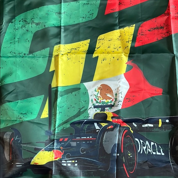 Checo Perez F1 Red Bull Racing Flag - Green and Red Formula One Oracle - Picture 2 of 5